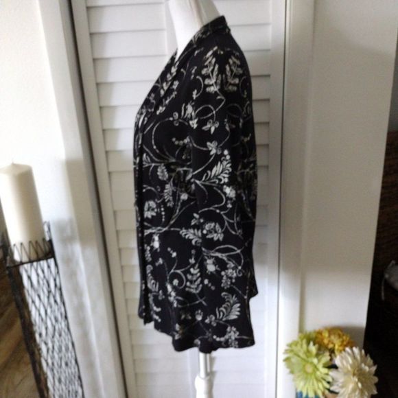 Charter CLUB jacquard floral open-front cardigan Sz. L - Picture 8 of 10